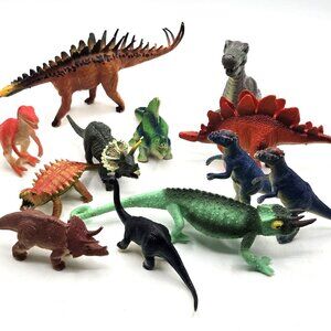 12 Dinosaurs Hard Plastic Toys for Play Crafts Diorama Prehistoric Scenery Med